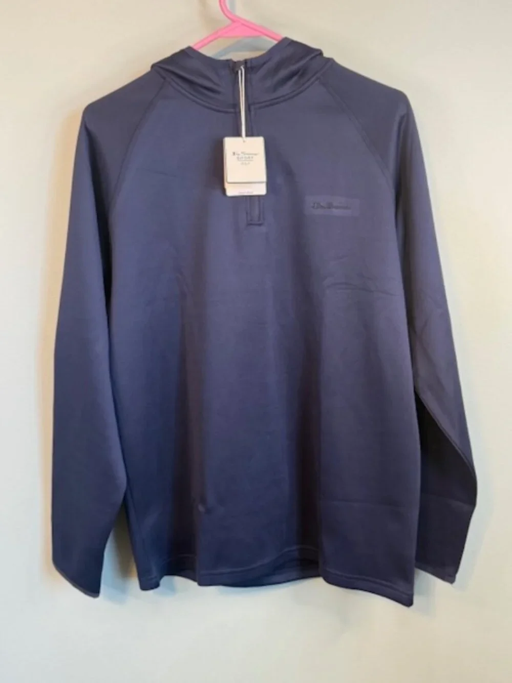NWT Ben Sherman Sport Golf 1/4 Zip Hooded Pullover Blue Medium
